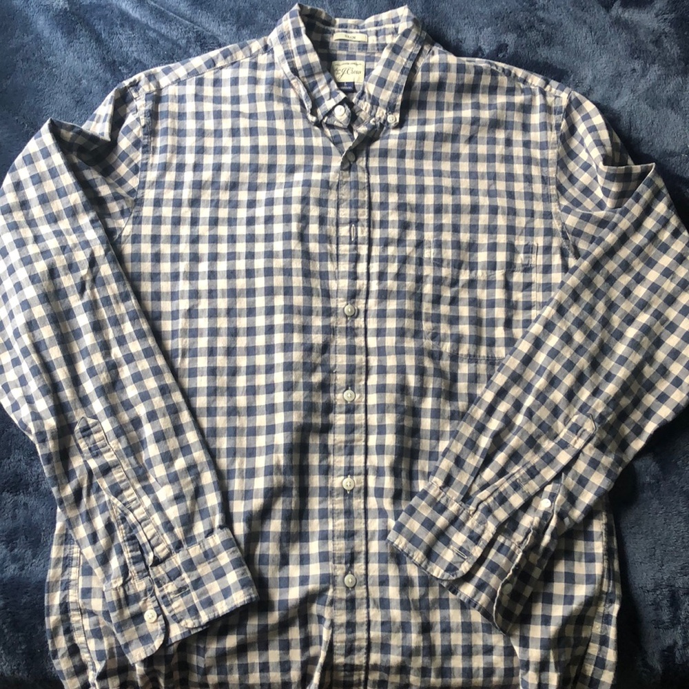 Men’s J. Crew blue/off white button down shirt